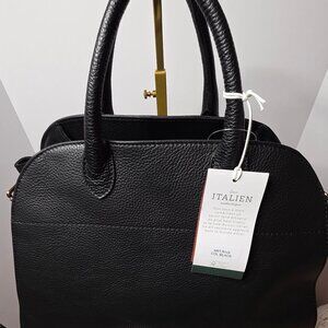 DIVINA FIRENZE Made In Italy Leather Satchel - Black